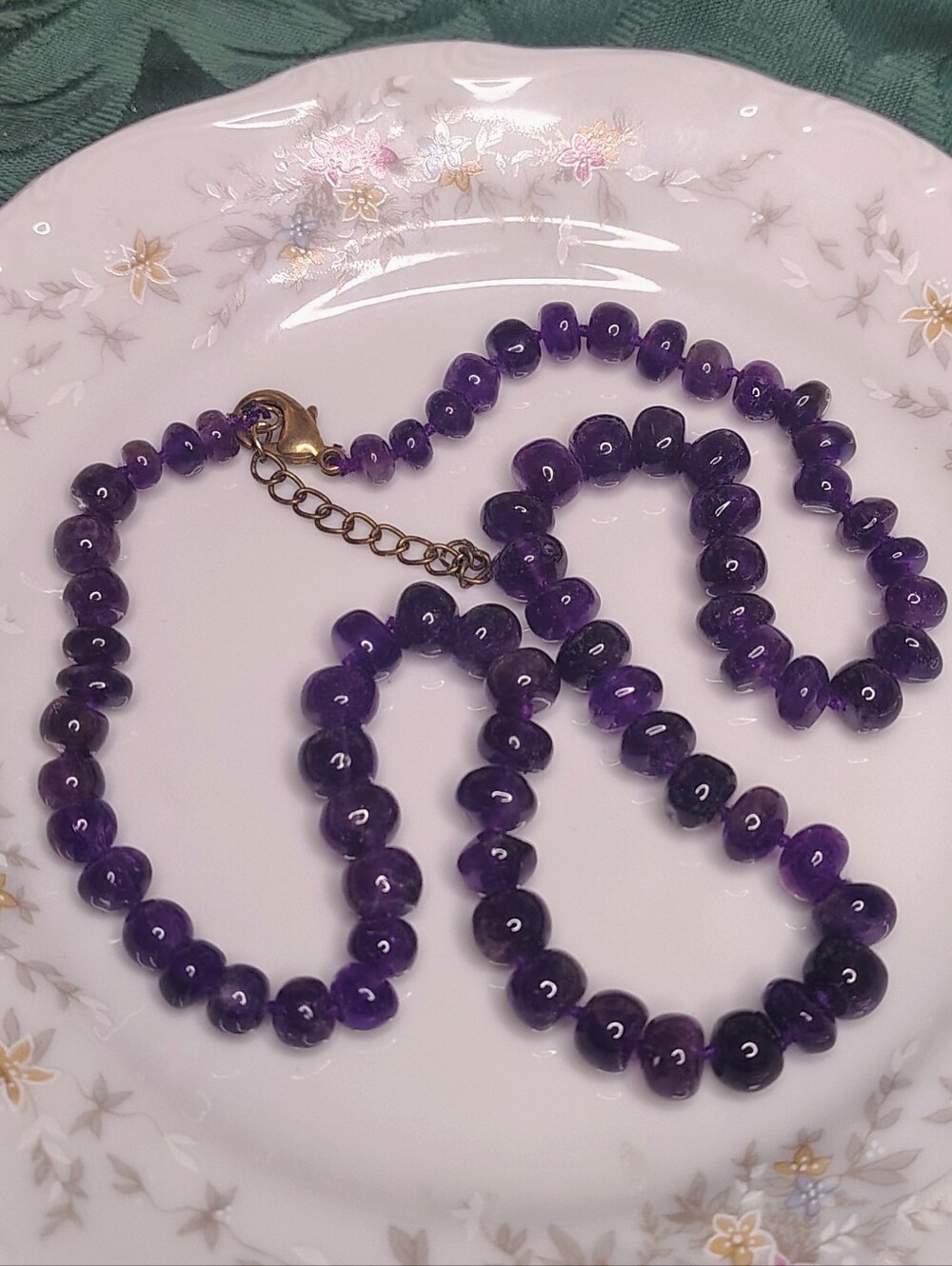 VTG Faceted Donut Genuine Amethyst Knotted Necklace 18-20 In